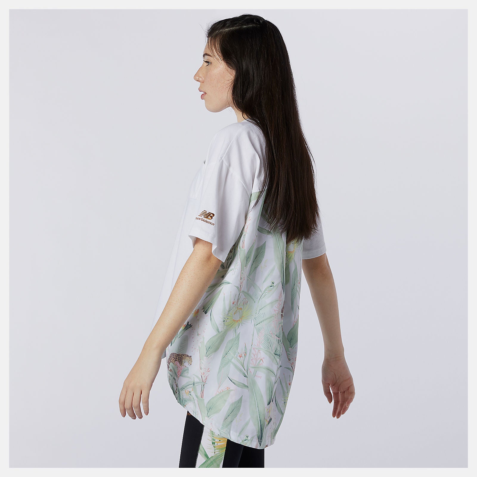 NB Essentials Botanical Knit Woven Mix Tee | New Balance Clothing - Women